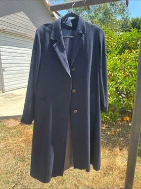 Vintage MG Kinsler The Great American Coat Women's Long Navy Trench 80% Wool